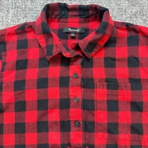 Madewell Shirt Women Small Red Flannel Buffalo Check Popover
